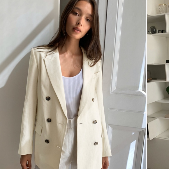 NWT Babaton Samuel Linen Blazer - Picture 1 of 8